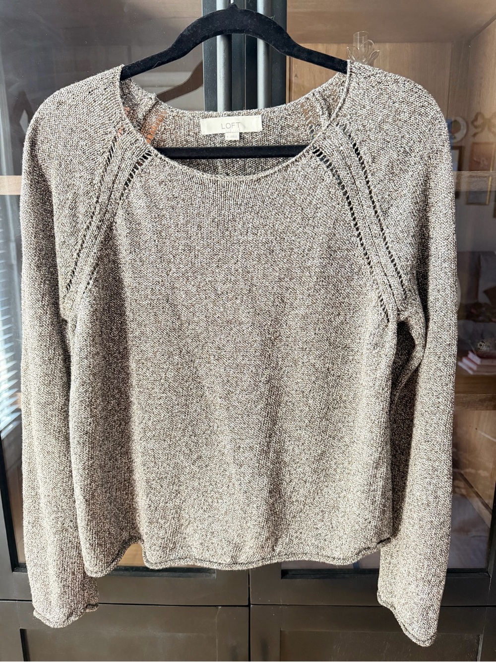 LOFT Speckled Brown Light Knit Sweater
